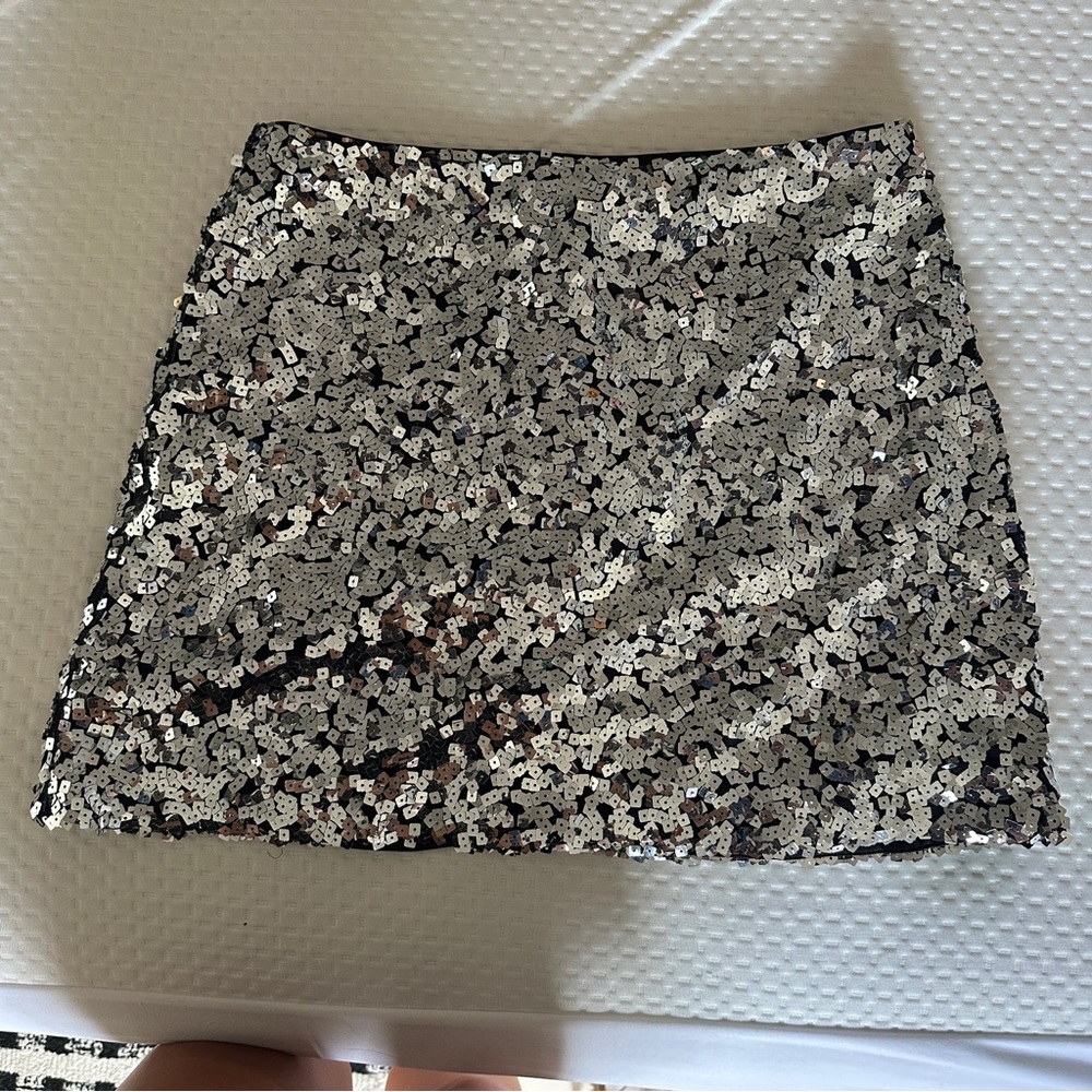 Reformation Veranda Silver Sequin Mini Skirt - image 3